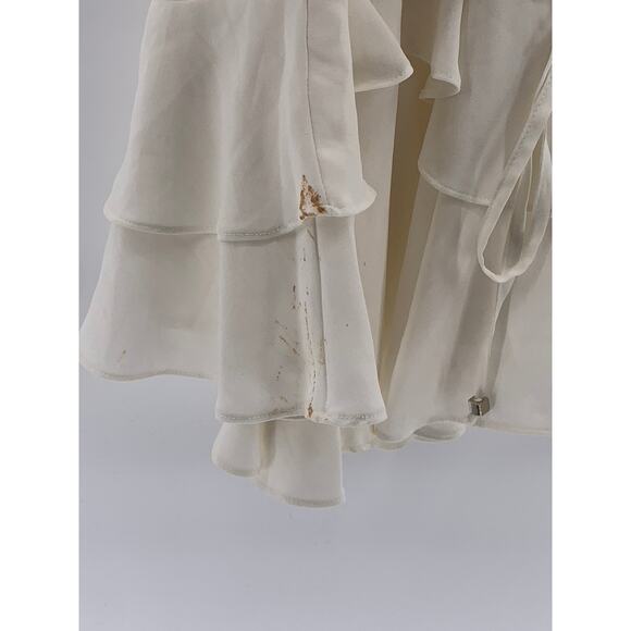 SAINTS + SECRETS Women's White Ruffle Surplice Tie-Waist A-line Mini Dress SZ S - Picture 8 of 11